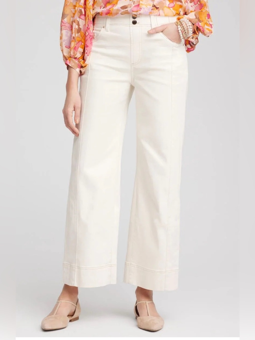 Chico's Pull On Wide-Leg Crop Jeans-Sz small 6